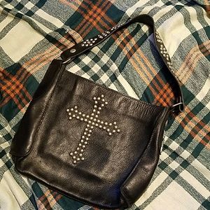 Brown leather handbag Two bar west
